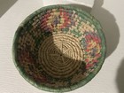 Vtg Sweetgrass Basket Coiled Colorful Star Bottom Hand Woven Southwest