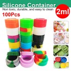 100pcs Silicone Container Mixed Color Case Food Storage Non-stick Round Jar 2ml