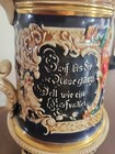 Vtg German Lidded Beer Stein Pewter Lid