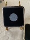 Vintage Set Of 5 Dell Computer Logo Bar Coasters - Metal leather Top Cork Base