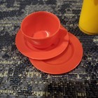 Colorful 90   s Vintage Kids Kitchen Play Toys Plates Tea Cups Food Dishes 12 Pcs