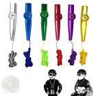 Metal Kazoos With Lanyards - 12 Flute Diaphragms - Musical - 6 Pieces