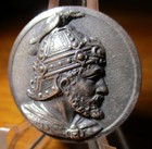 Vintage Antique French White  emperor Justinian  Man bird Theater Metal Button