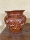 Sasak Lombok Earthenware Vase  Etched Floral Design Primo 