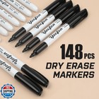 Yocfon Dry Erase Markers 148 Pack  Bulk Black Whiteboard Markers With Fine Ti