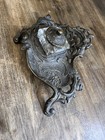 Vintage Andrea By Shaded Inkwell Ornate Solid Brass Art Nouveau Victorian Footed