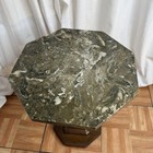 Vintage Octagon Marble Top Plant Stand Oak maple Wooden Pedestal Display Table