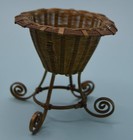 Vintage Antique Brass Tiny Woven Basket Egg Holder