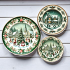 Miniature Christmas Vintage Plates Ceramic Dollhouse Tableware Holiday Decor