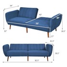 Costway Convertible Futon Sofa Bed Adjustable Couch Sleeper W  Wood Legs Navy