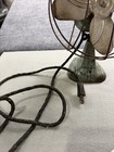 1940s-50s Art Deco Metal Desk Fan Green Cast Iron Base 4 Blade Vintage Works
