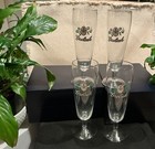Vintage Lot 4 Grolsch Beer Glasses   Bw 195 Footed 7 5  Tall  Great Dutch Logo