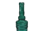 Teal Glass Bottle Decorative Textured Bottom   Top Rings 12 h 3 base