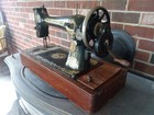 Vintage 1920s Singer 127 Sphinx Hand Crank Sewing Machine With Wooden Base