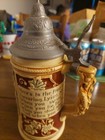 Vintage German Beer Stein  Lidded  With Poem Made In Germany