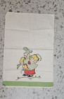 Vtg Kitchen Tea Towel Linen  Mcm Floral Fruit Mod Parisian Print Lot 9pc