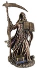 9  Calamity Reaper Holding Prophecy Book Gothic Statue Bronze Color