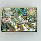 Vintage Mexico Abalone Inlay Trinket Box Alpaca Silver Wood Lined Jewelry