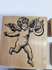 Vintage Wood Mounted Rubber Stamp Lot Nostalgic Victorian Angel Vanity