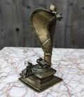 Indian Antique Brass Shiva Lingam 17th  18th Century Nandi Cobra Hindu Sculpture