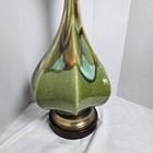 Vintage Drip Glaze Table Lamp Retro Funky 36  Tall Octagon Mcm Tested No Shade