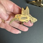 Unique Vintage Antique Brass Set Of 4 Hummingbird Napkin Rings Have Weight Wear