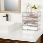 Clear Stackable Storage Drawers - 2 Pack Wide Plastic Organizers - Wide