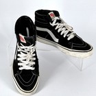 Vans Women s Size 8 Sk8 Hi Black White Suede High Top Skate Shoes Sneakers