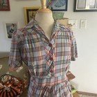 Vintage 1930s Dress L Plaid L Blue L S M L Flaws L 30s L 40s