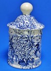 Vintage James Kent Old Foley Blue Chrysanthemum Canister Jar England 6  Vanity