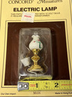 Vintage Dollhouse Miniature Electric Brass Lamp W porcelain Floral Shade  1 12