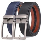 Men   s Automatic Buckle Leather Belt  Luxury Click Belt For Jeans  Blue Strap