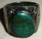 Vintage Navajo Chrysocolla Great Stamping Sterling Silver Ring Size 11 Vafo