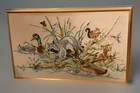 Vtg 1979 Xl 38x24    Crewel Art Whimsical Woodlands Columbia Completed Kit 7972