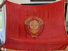 Vtg Soviet Union Ussr 50s Banner Grand Red Silk Lenin  Propaganda