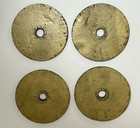 4 Vintage Gold Weider 5 Lb Standard Weight Plates 1    Hole Flat Back  7 5    Rare