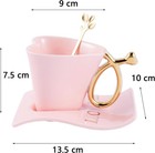 4 56oz Pink Heart Espresso Cup With Spoon