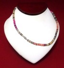 Hawaiian Round Puka Shell Necklace - Fuchsia orange gray