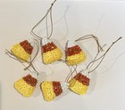 Set Of 6  Halloween Candy Corn Felt Ornaments  Orange  Yellow    White  2  H