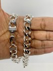 13mm Solid 925 Sterling Silver Cuban Link Chain Necklace Men 20 -30    Made Italy