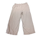  Womens Wide Leg Linen Blend Pants L Tan Natural Coastal Resort Summer 