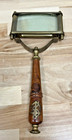 Vintage Brass Rectangular Magnifier With Wooden Handle   Nautical Brass Inlay
