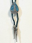 Vintage Siskiyou Southwestern Teardrop Bolo With Crushed  Turquoise Inlay Wolf