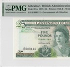 1975 Government Of Gibraltar Qeii   5  x-rare    000111      Pmg 66 Epq   