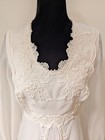 Vintage 1970s Jcpenney White Wedding Dress Lace Applique Train Veil Pleated