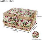 Zoofox Large Sewing Basket  Vintage Wooden Sewing Box With Removable Tray  Rose 