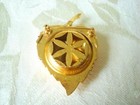 Empty Avon Gold Tone Faux Pearl Leaf Solid Perfume Locket Compact Brooch