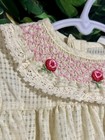 Vintage Baby Smocked Dress Puff Sleeve Lace Trim Pintuck Pleats Yellow Girls 18m