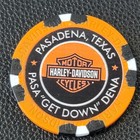 San Jacinto Hd   Texas  orange black Wide Print  Harley Davidson Poker Chip