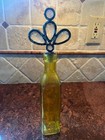 Decorative Colored Glass Bottles With Stained Glass Stopper Lid- Set Of 3